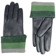 Dents Elodie Touchscreen Leather Gloves - Navy/Green