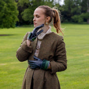 Dents Elodie Touchscreen Leather Gloves - Navy/Green