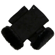 Dents Eva Trim Fingerless Suede Mittens - Black