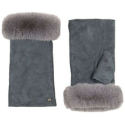 Dents Eva Trim Fingerless Suede Mittens - Charcoal Grey