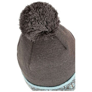 Dents Fair Isle Brim Bobble Hat - Charcoal Grey/Blue