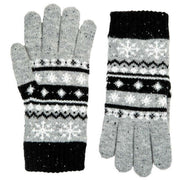 Dents Fair Isle Jacquard Design Knitted Gloves - Dove Grey