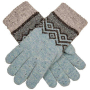 Dents Geometric Knitted Gloves - Duck Egg Blue