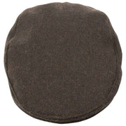 Dents Grafham Herringbone Tweed Flat Cap - Chocolate Brown