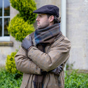 Dents Grafham Herringbone Tweed Flat Cap - Chocolate Brown