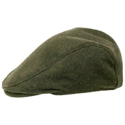Dents Grafham Herringbone Tweed Flat Cap - Forest Green