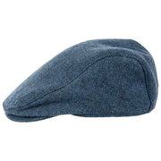 Dents Grafham Herringbone Tweed Flat Cap - Marine Navy