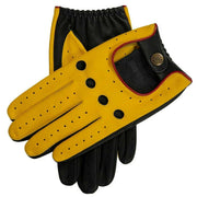 Dents Grand Prix Touchscreen Leather Driving Gloves - Yellow/Black/Red