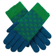 Dents Hashtag Jacquard Knitted Gloves - Teal Blue/Emerald Green