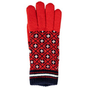 Dents Jacquard Fair Isle Knitted Gloves - Berry Red/Navy