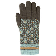 Dents Jacquard Fair Isle Knitted Gloves - Charcoal Grey/Blue