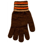 Dents Knitted Stripe Cuff Gloves - Chocolate Brown