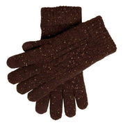Dents Lacock Touchscreen Cable Knit Gloves - Chocolate Brown