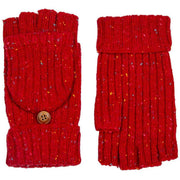 Dents Marl Yarn Half Finger Gloves - Berry Red