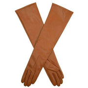 Dents Mia Single-Point Long Above-Elbow Lined Leather Gloves - Cognac Tan