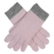 Dents Patchwork Cable Knit Gloves - Pink/Berry Red