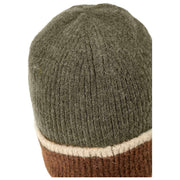 Dents Rib Knit Wool Beanie Hat - Olive Green