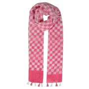 Dents Small Checkerboard Check Lightweight Scarf - Pink