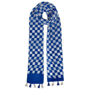 Dents Small Checkerboard Check Lightweight Scarf - Royal Blue