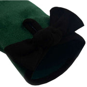 Dents Velour Lined Faux Suede Bow Gloves - Emerald Green/Black