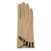 Dents Zebra Print Touchscreen Velour-Lined Gloves - Sand Beige