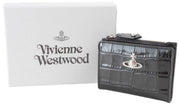 Vivienne Westwood Embossed Croc Slim Flap Card Holder Purse - Black