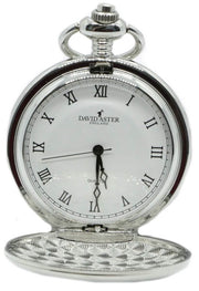 David Aster Spitfire Embossed Quartz Full Hunter Pocket Watch - Silver/White