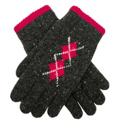 dents-argyle-marl-yarn-knitted-gloves---charcoalfuchsia-pink-34478096