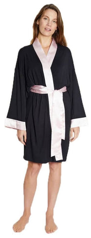 Bown of London Persephone Lightweight Short Dressing Gown - Black