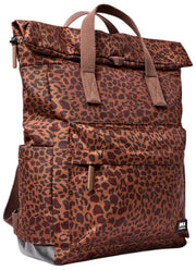 Roka Canfield B Medium Recycled Canvas Backpack - Mini Leopard Brown