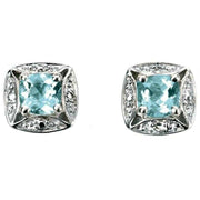 Elements Gold Aquamarine and Diamond Earrings - Blue/Silver