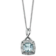 Elements Gold Aquamarine Diamond Twist Pendant - Blue/Silver