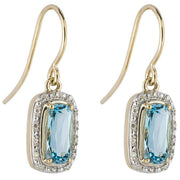 Elements Gold Elongated Topaz and Diamond Drop Earrings - Blue/Gold
