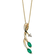 Elements Gold Emerald and Diamond Vine Pendant - Green/Gold