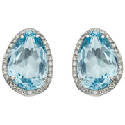 Elements Gold Irregular-Shaped Topaz and Diamond Earrings - Blue/Silver