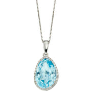 Elements Gold Irregular-Shaped Topaz and Diamond Pendant - Blue/Silver