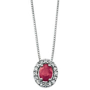 Elements Gold Ruby and Diamond Cluster Pendant - Red/Silver