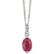 Elements Gold Ruby and Diamond Drop Pendant - Red/Silver