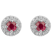 Elements Gold Ruby and Diamond Earrings - Red/Silver