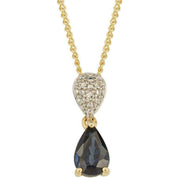 Elements Gold Sapphire and Diamond Droplet Pendant - Blue/Gold