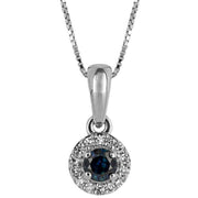 Elements Gold Sapphire and Diamond Pendant - Blue/Silver
