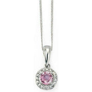 Elements Gold Sapphire and Diamond Pendant - Pink/Silver