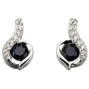Elements Gold Sapphire and Diamond Swirl Earrings - Blue/Silver