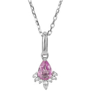 Elements Gold Sapphire and Diamond Teardrop Pendant - Pink/Silver