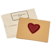 Elie Beaumont Heart Cardholder - Mink Beige/Wine Red