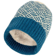 Elie Beaumont Knitted Beanie - Teal Blue/Cream White