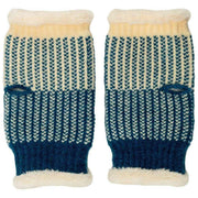 Elie Beaumont Knitted Wrist Warmers - Teal Basketweave