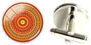 Bassin and Brown Bohemian Swirl Cufflinks - Orange/Red/Green