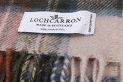 Locharron of Scotland Darwin Stewart Dress Lambswool Scarf - Cream/Olive Green