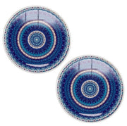 Bassin and Brown Concentric Circles Cufflinks - Blue/White